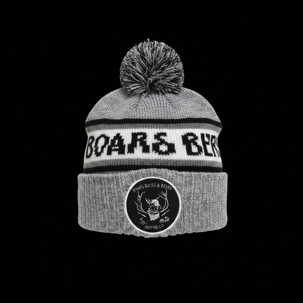 Boars, Bucks & Beers campfire Beanie – Grey