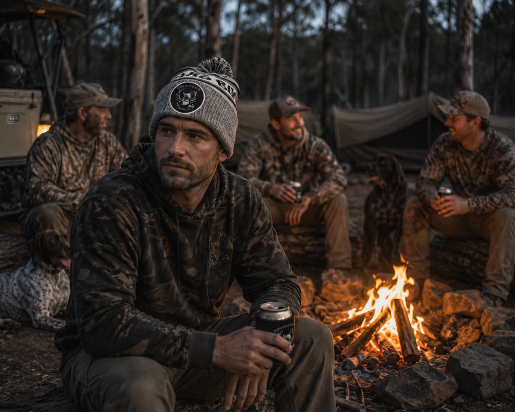 Boars, Bucks & Beers campfire Beanie – Grey