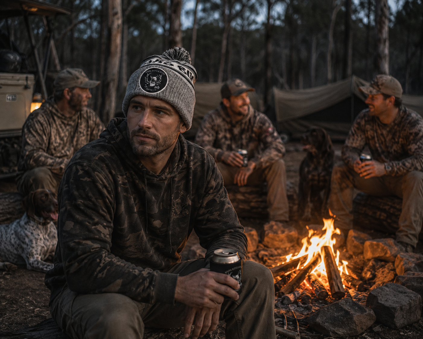 Boars, Bucks & Beers campfire Beanie – Grey